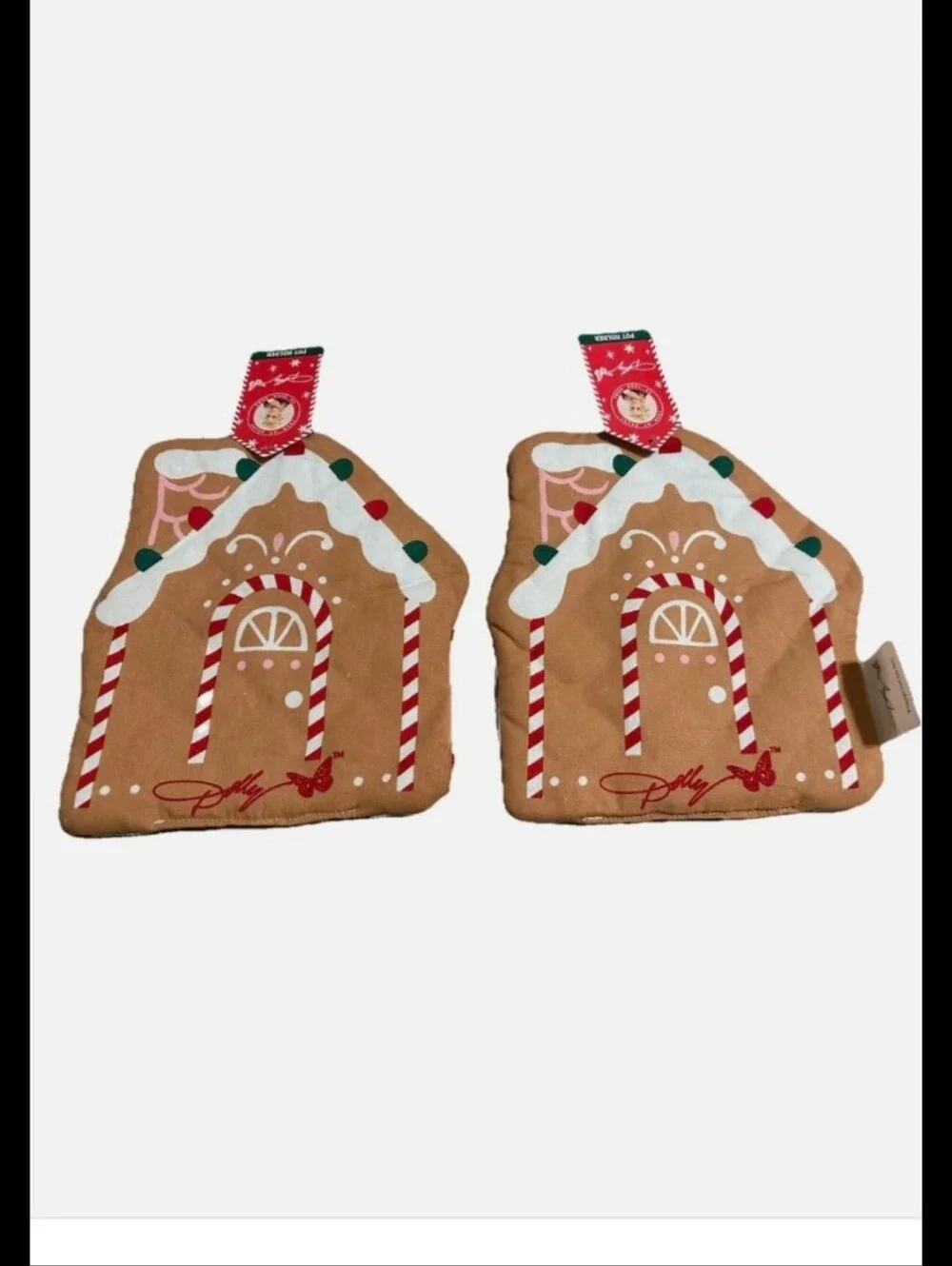 Set of 2 Dolly Parton Gingerbread house Christmas Pot Holders – Double-Sided.Co